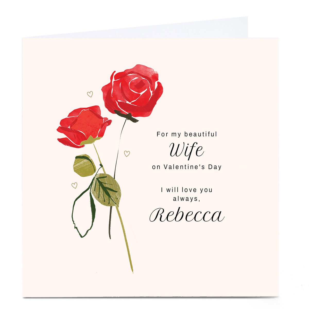 Personalised Valentine's Day Card - Red Rose Love You Always, Wife