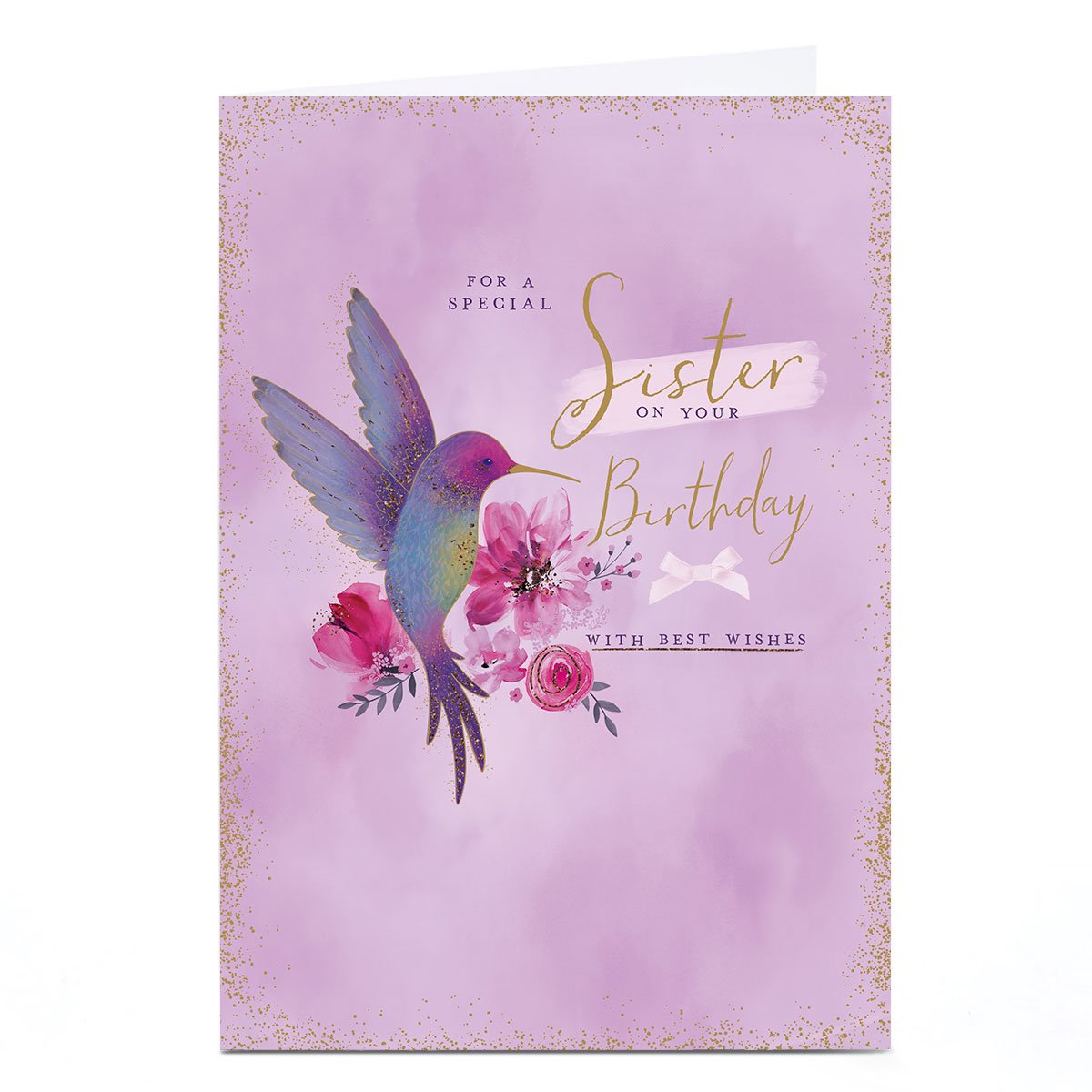 Personalised Birthday Card - Lilac Hummingbird, Sister