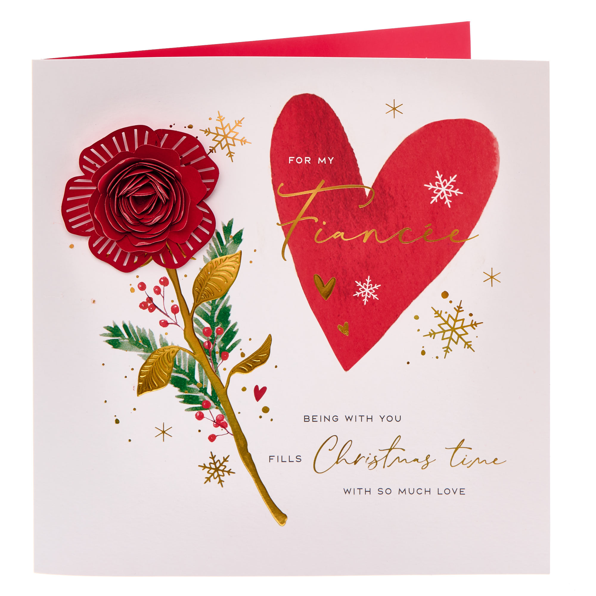 Fiancée 3D Rose Premium Christmas Card