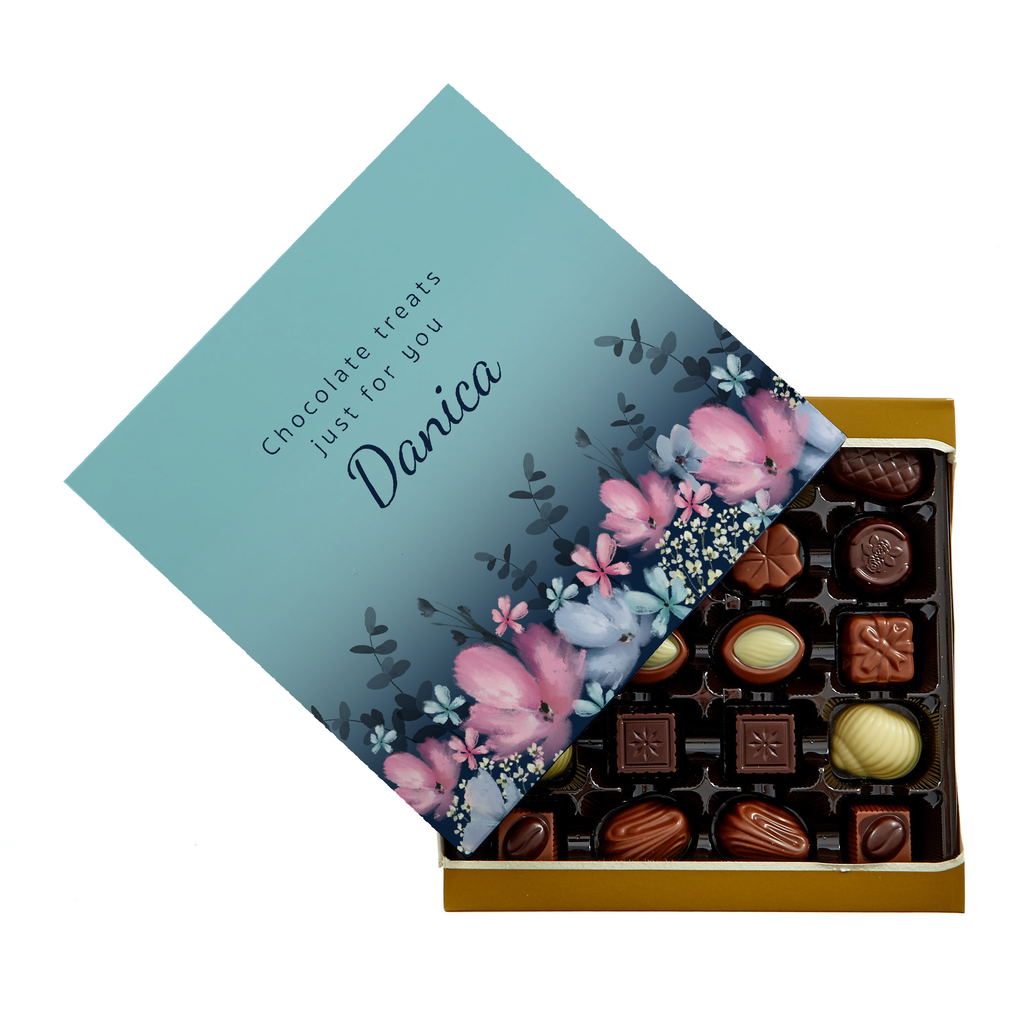 Personalised Belgian Chocolates  - Floral Chocolate Treats, Any Name