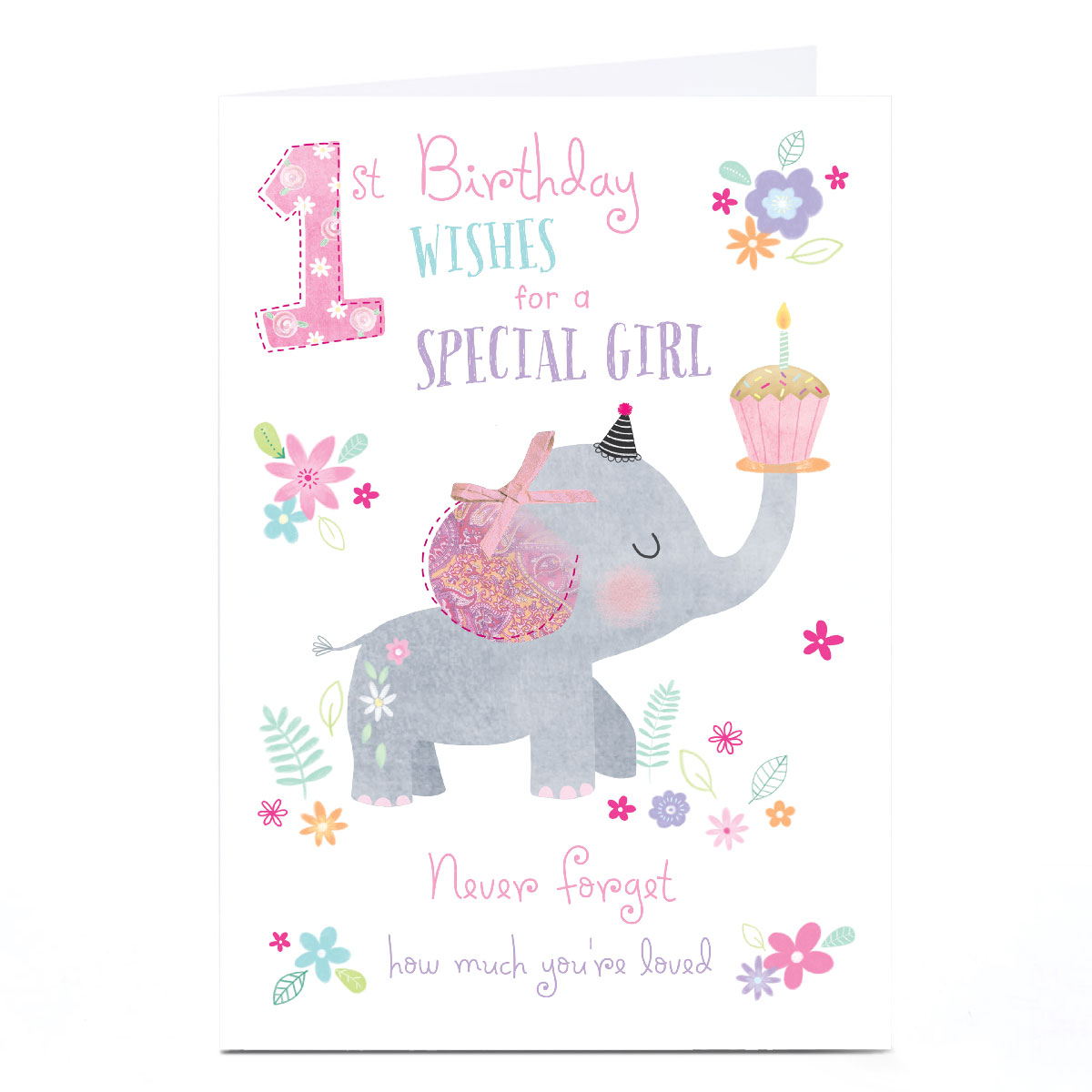 Personalised 1st Birthday Card - Birthday Wishes For A Special Girl