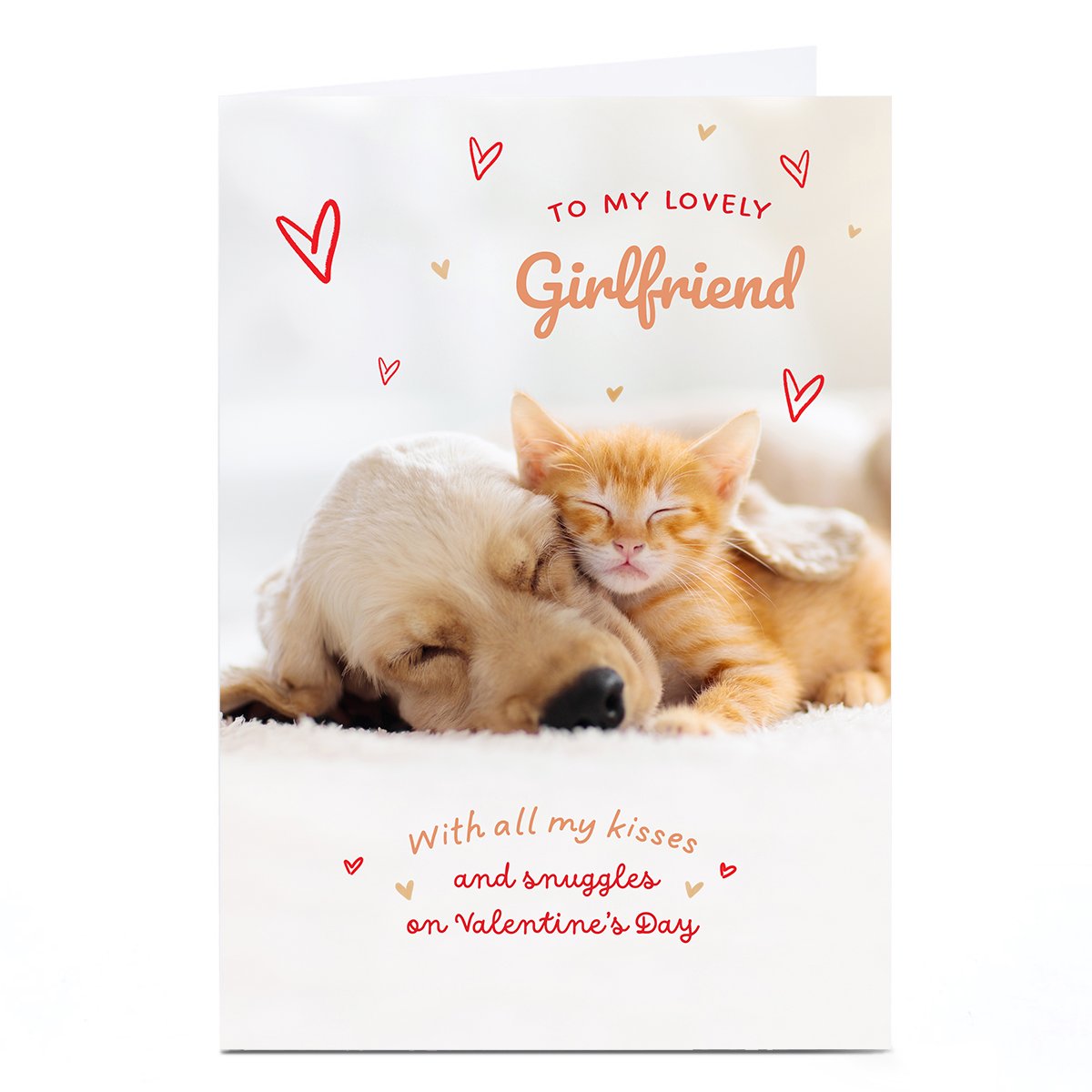 Personalised Valentine's Day Card - Snuggles on Valentine's Day, Lovely Girlfriend