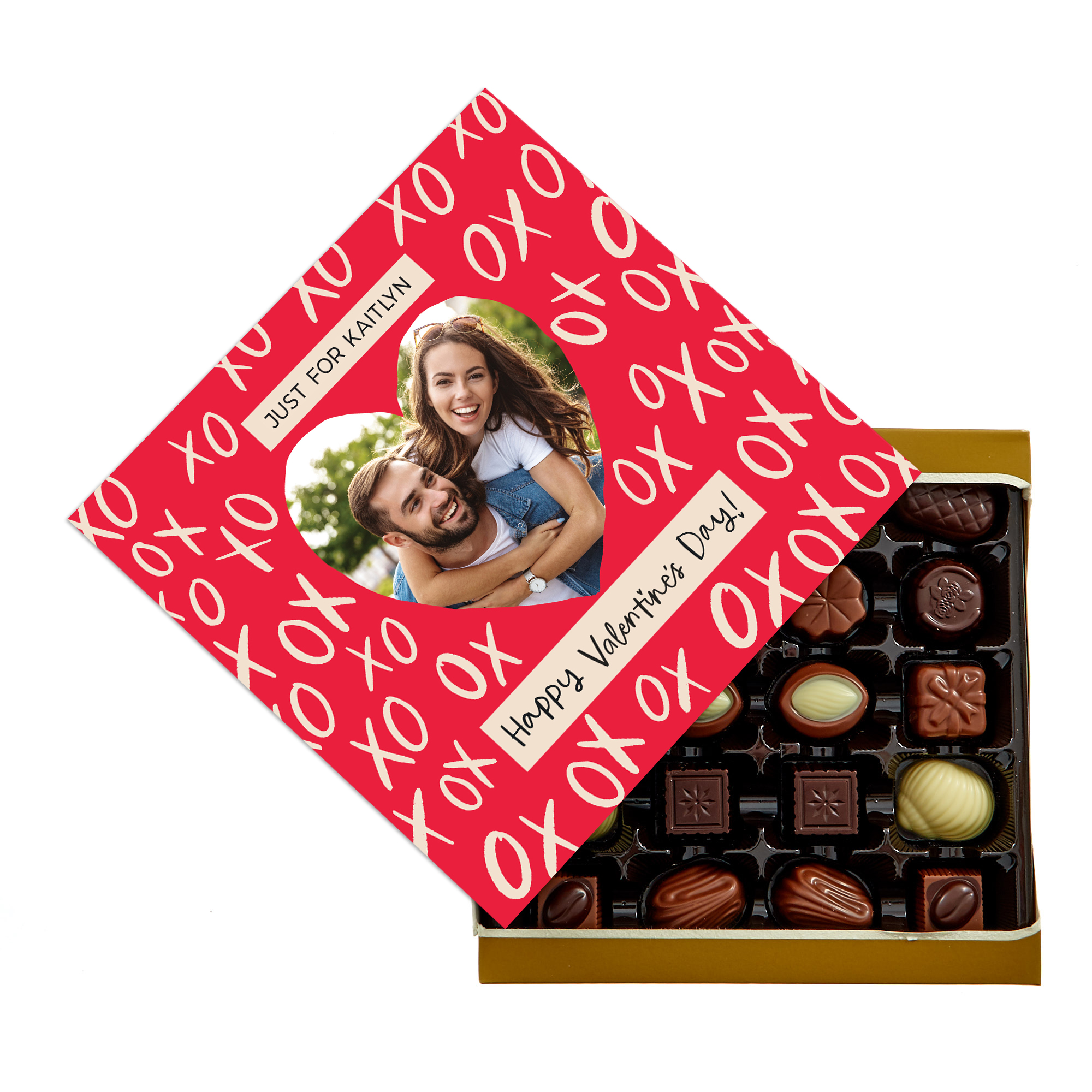 Personalised Belgian Chocolates - Valentine's Hugs & Kisses