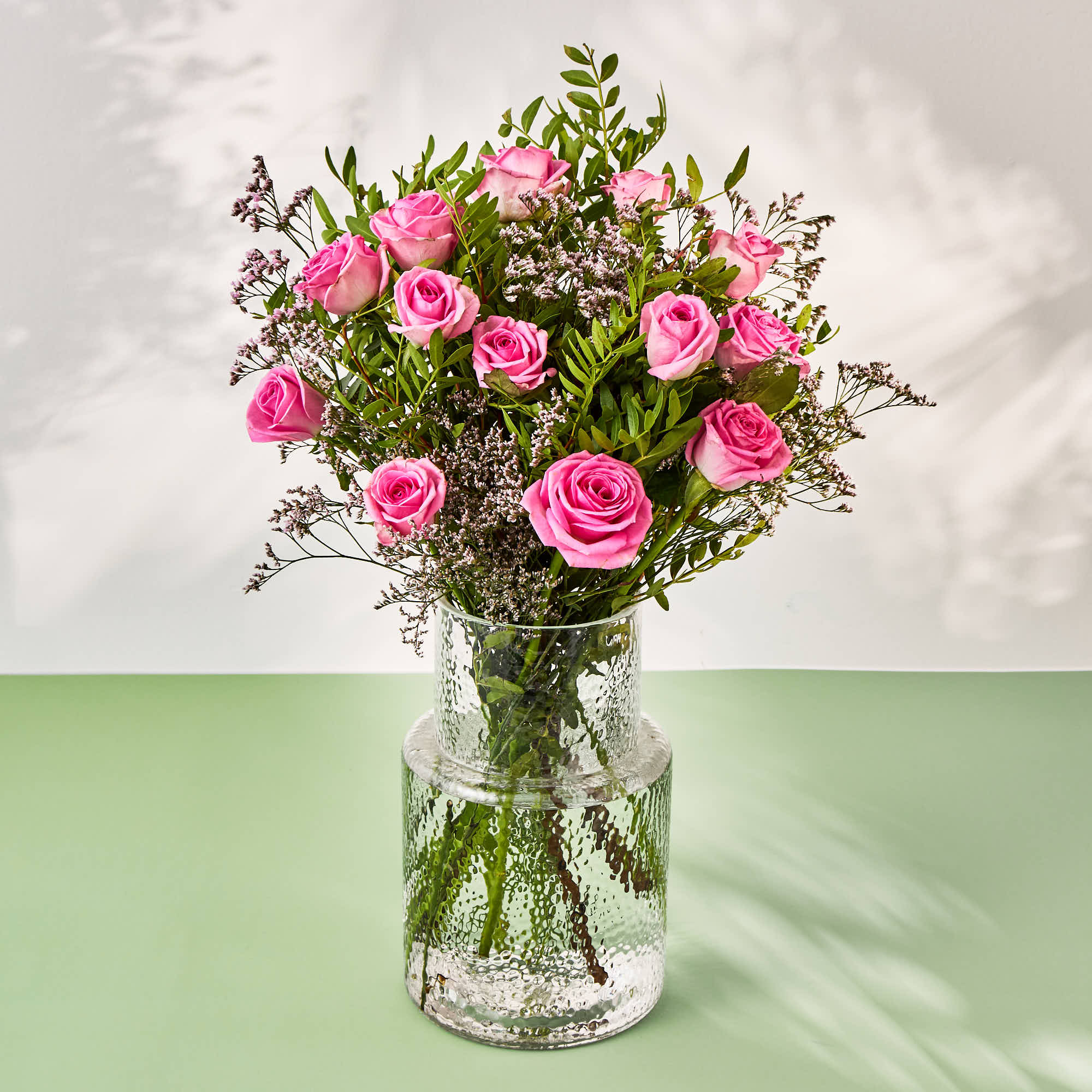 Dozen Pink Roses Flower Bouquet