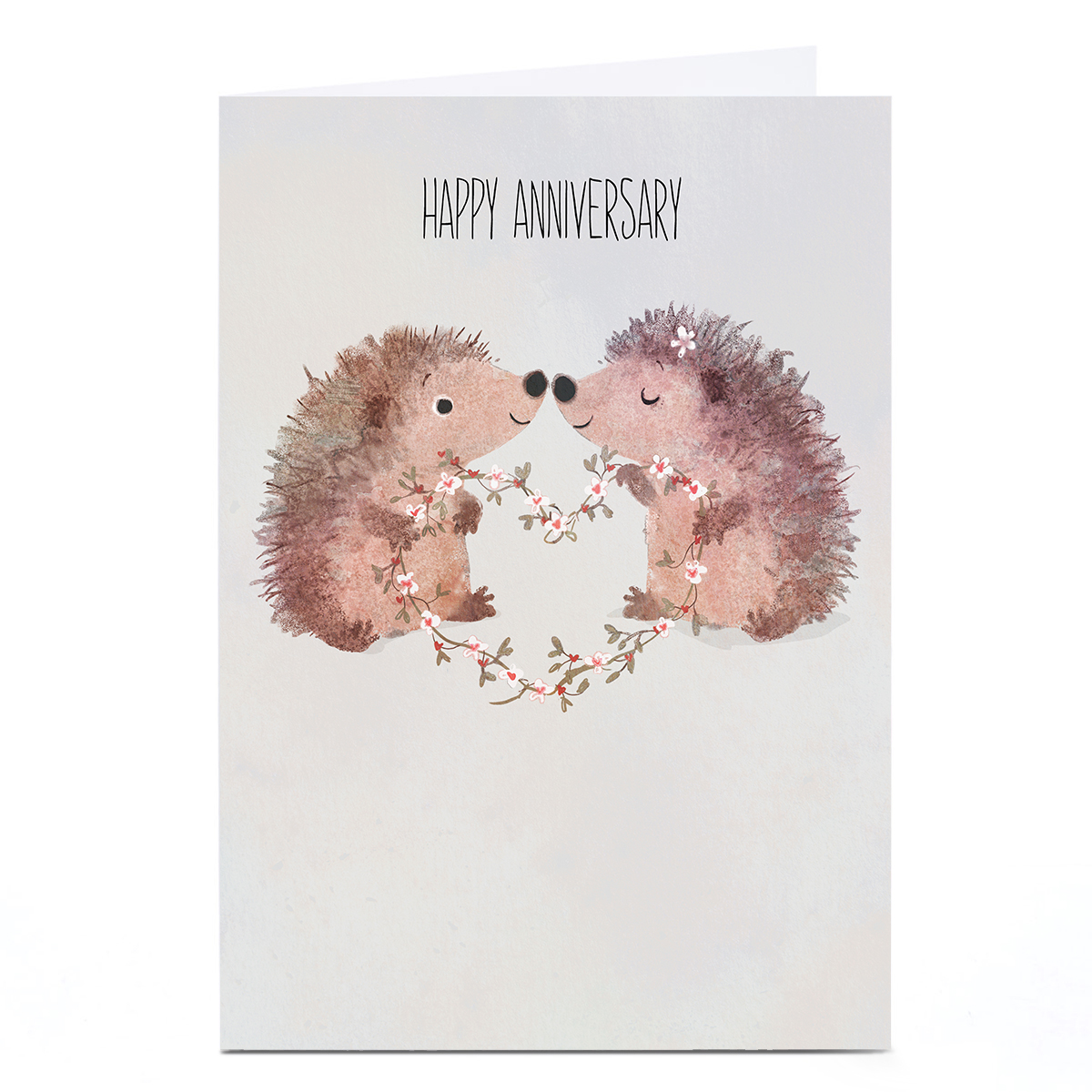 Personalised Anniversary Card - Hedgehogs with Flower Heart