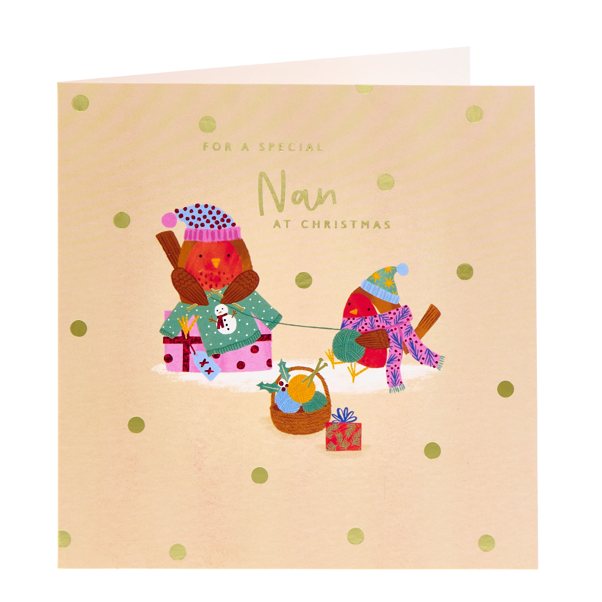 Special Nan Robins Knitting Christmas Card