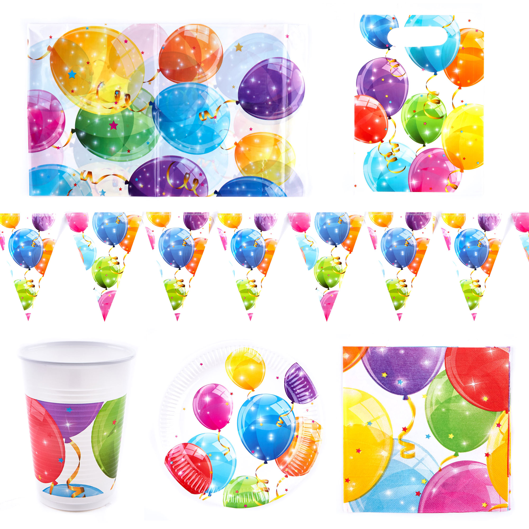 Buy Multi Coloured Balloons Party Tableware Bundle 16 Guests For Gbp