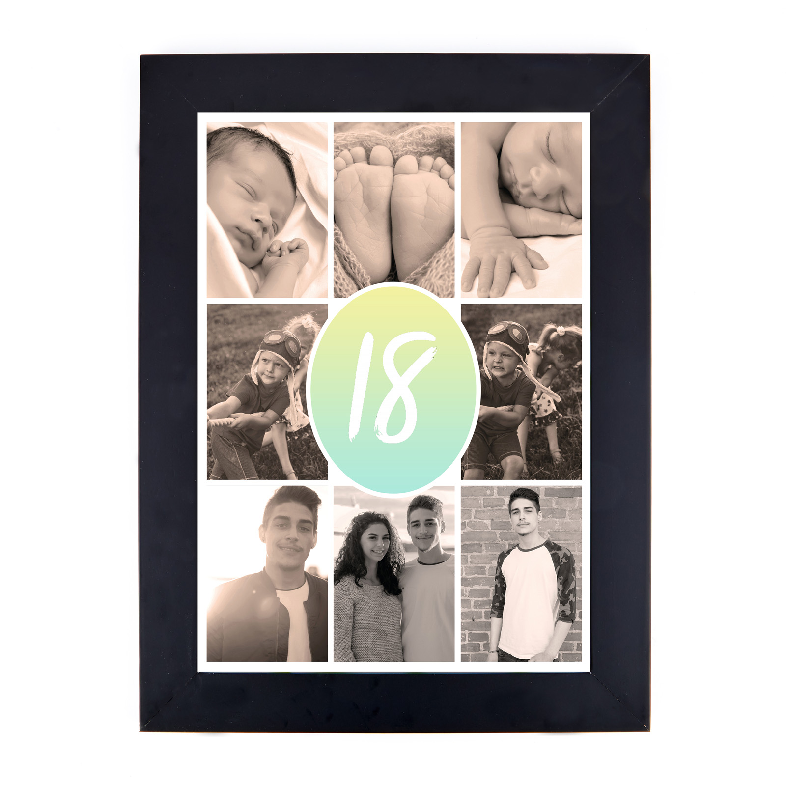 Personalised Milestone Age Photo Print - Pastel Gradient Collage, Editable Age