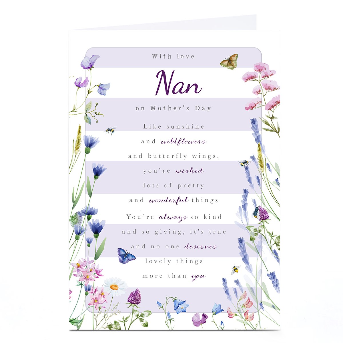 Personalised Mother's Day Card - Lovely Things Poem for Nan