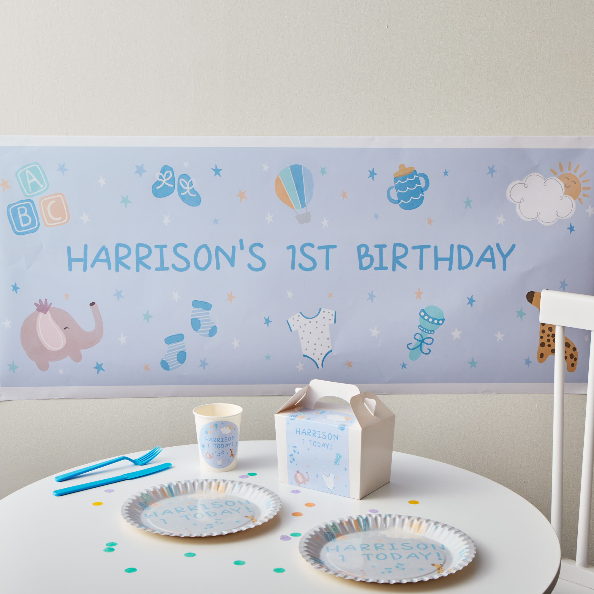 Baby Blue Personalised Party Banner