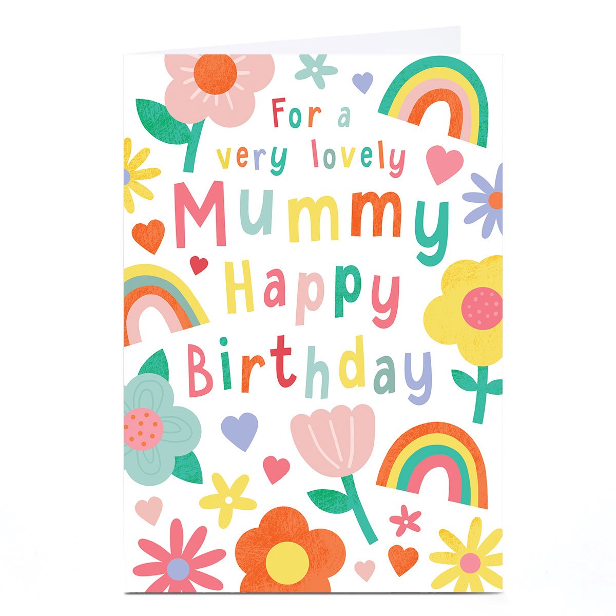 Personalised Birthday Card - Bright Rainbow Flowers, Mummy