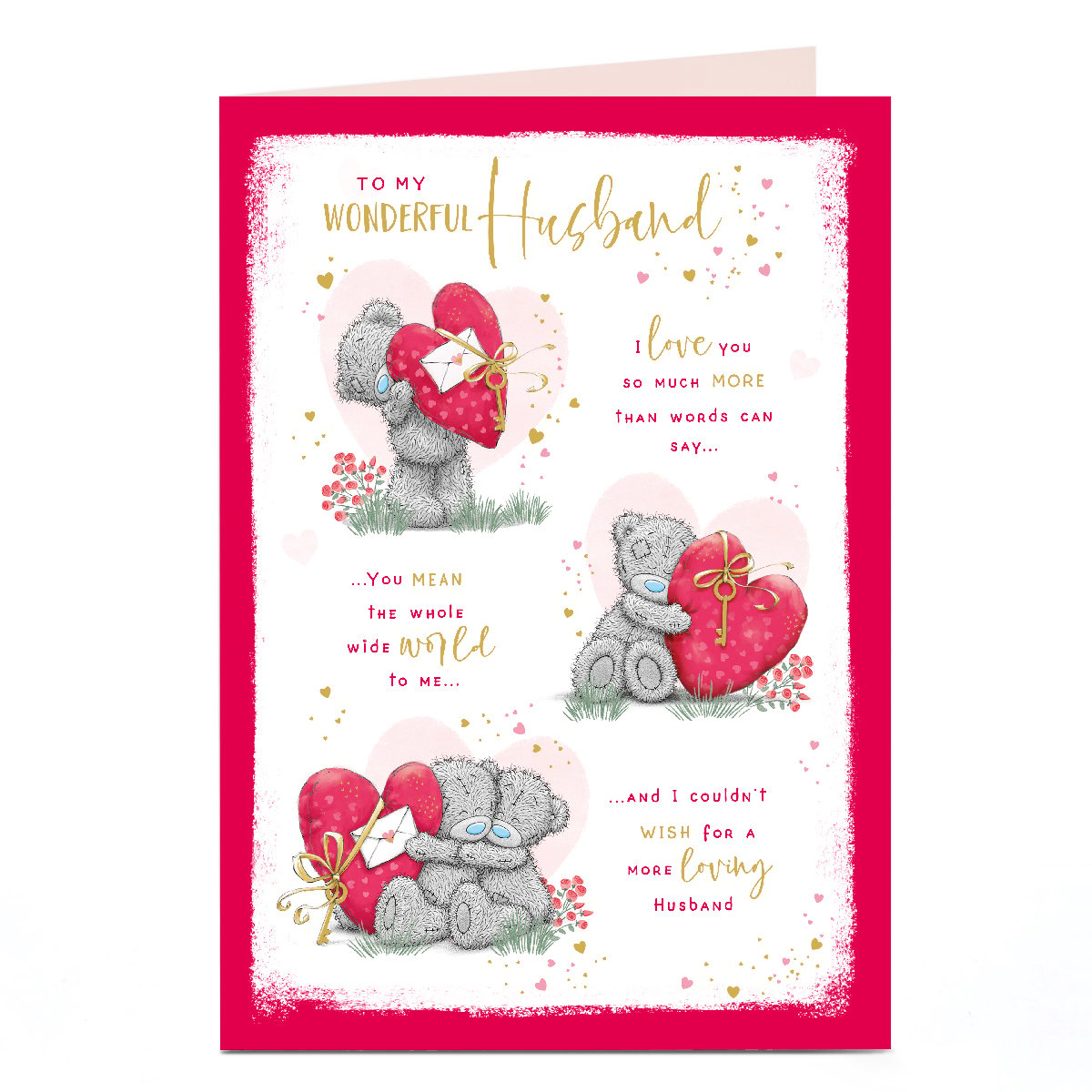 Personalised Tatty Teddy Valentine's Day Card - You Mean the Whole Wide World, Husband