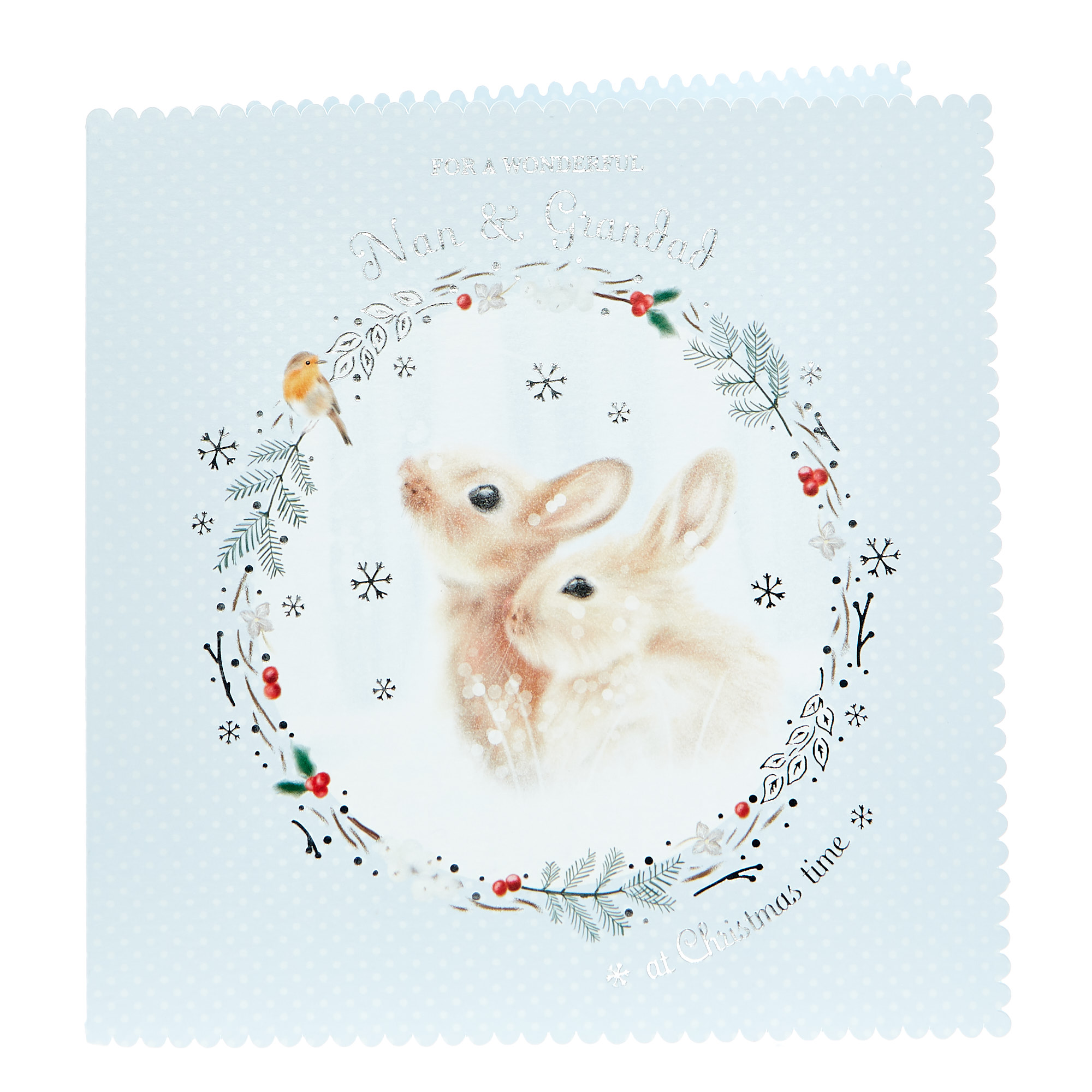 Platinum Collection Christmas Card - Nan & Grandad Bunnies 