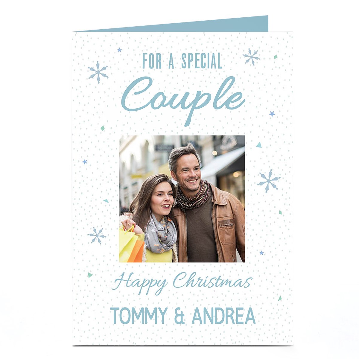 Photo Christmas Card - Snowflakes & Dots, Special Couple