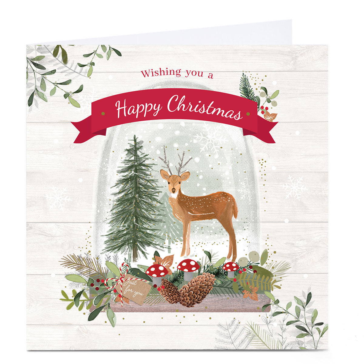 Personalised Christmas Card - Festive Deer Snow Globe