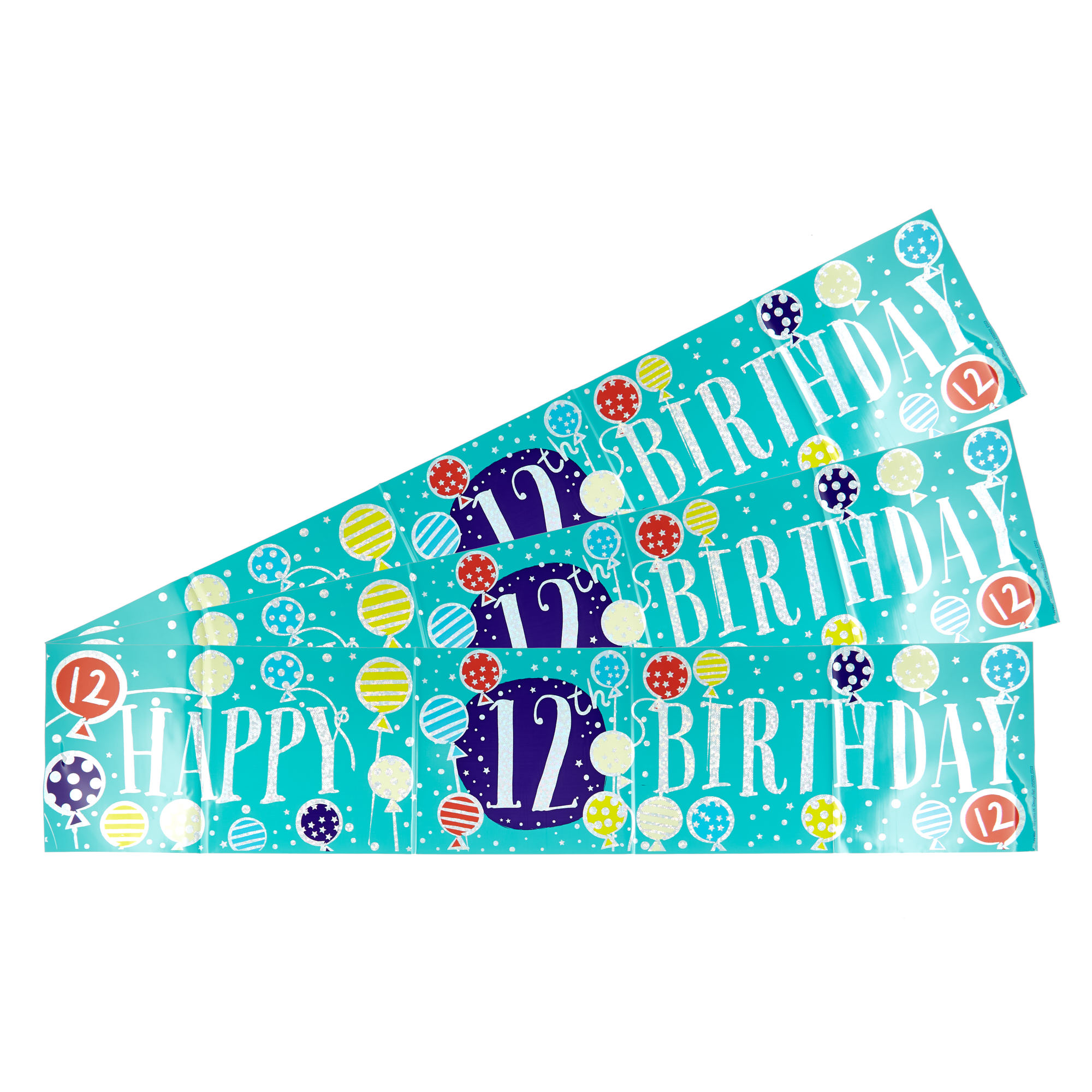 Happy 12th Birthday Banners - Pack of 3