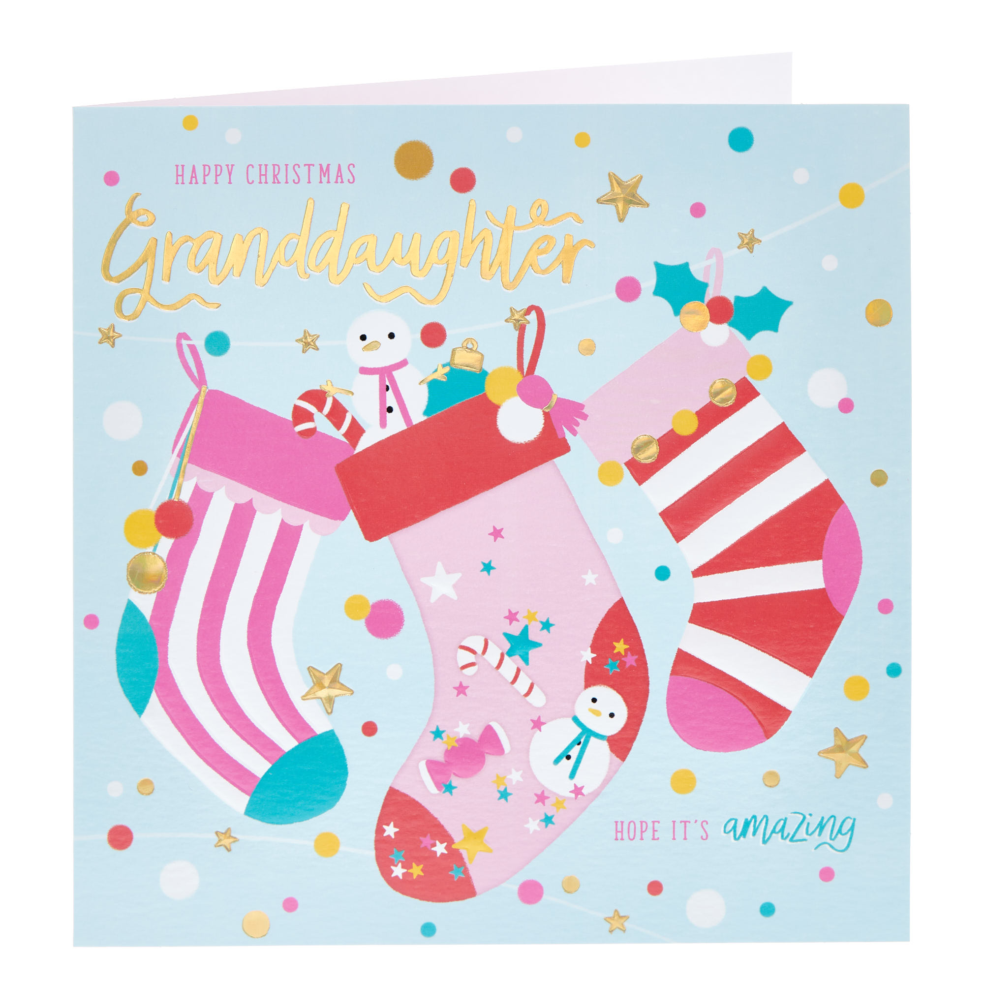 Platinum Granddaughter Stockings Christmas Card