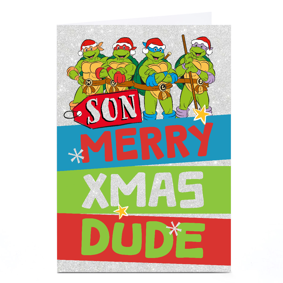 Personalised Teenage Mutant Ninja Turtles Christmas Card - Merry Xmas Dude, Son