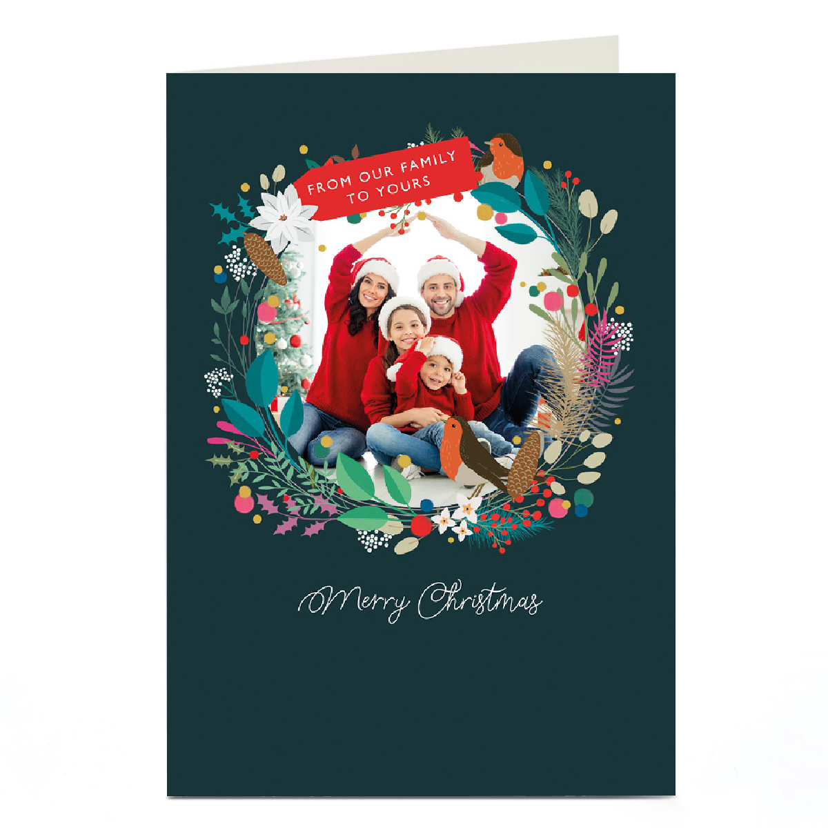 Photo Christmas Card - From Our Family to Yours, Wreath