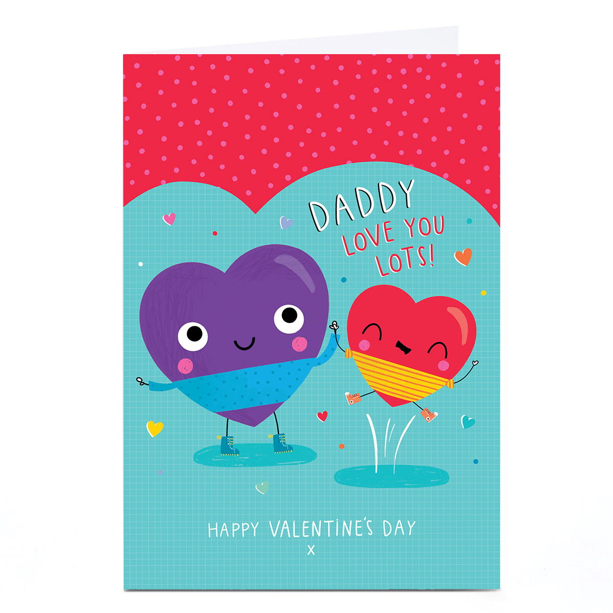 Personalised Valentine's Day Card - Happy Hearts, Daddy