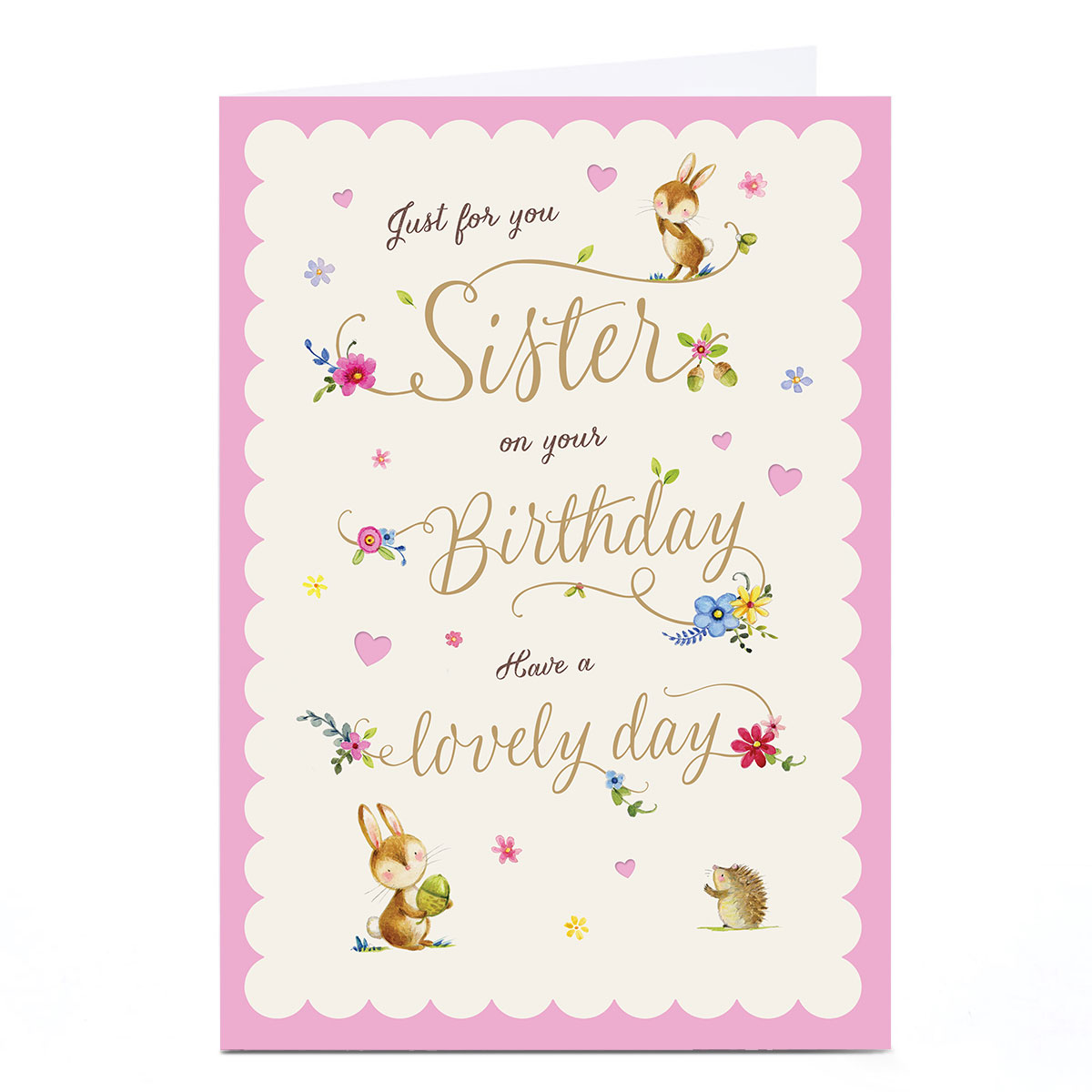 Personalised Birthday Card - Cute Woodland Creatures, Sister