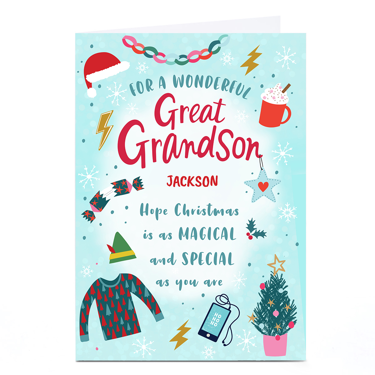 Personalised Ebony Newton Christmas Card - As Magical and Special as You, Great Grandson