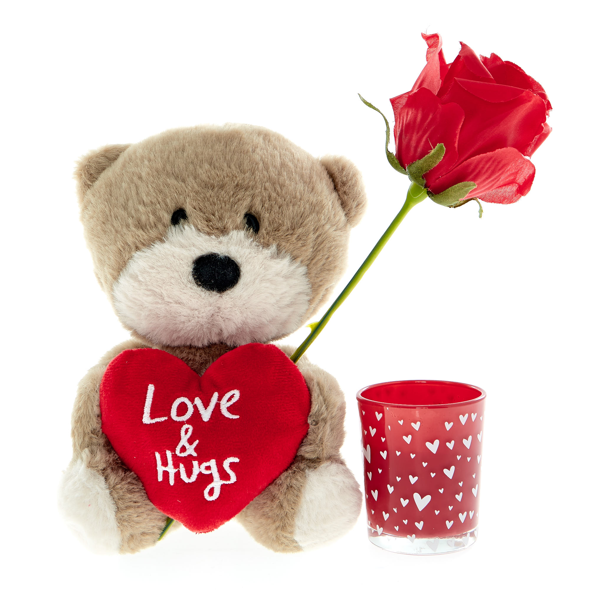 Love & Hugs Plush, Rose & Candle Gift Set