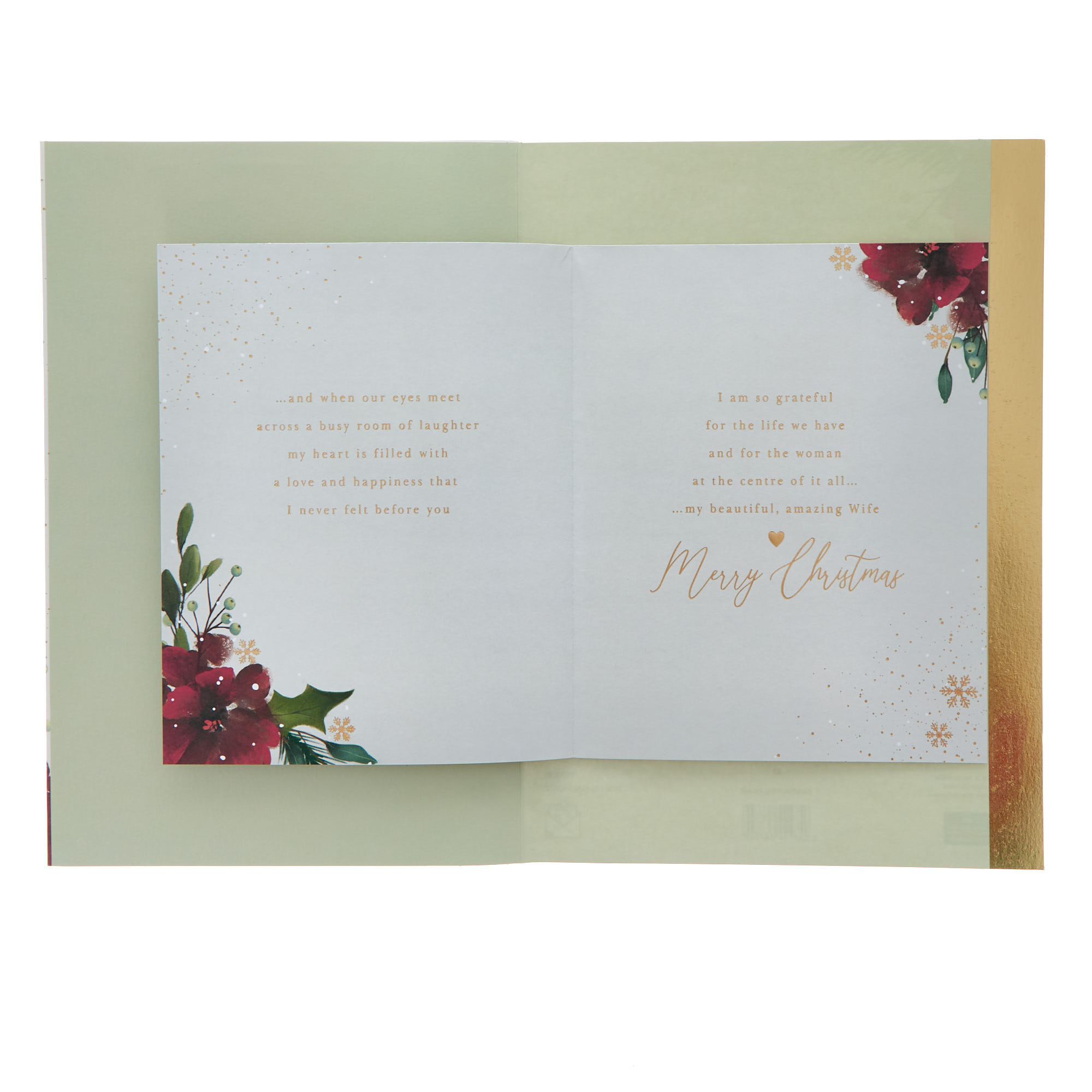 Premium Wife Red Flowers Christmas Card