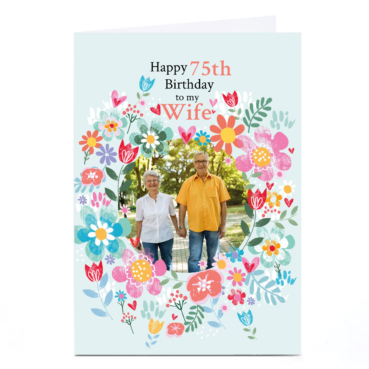 Photo Lindsay Loves to Draw 75th Birthday Card - Flower Frame Editable Age & Name