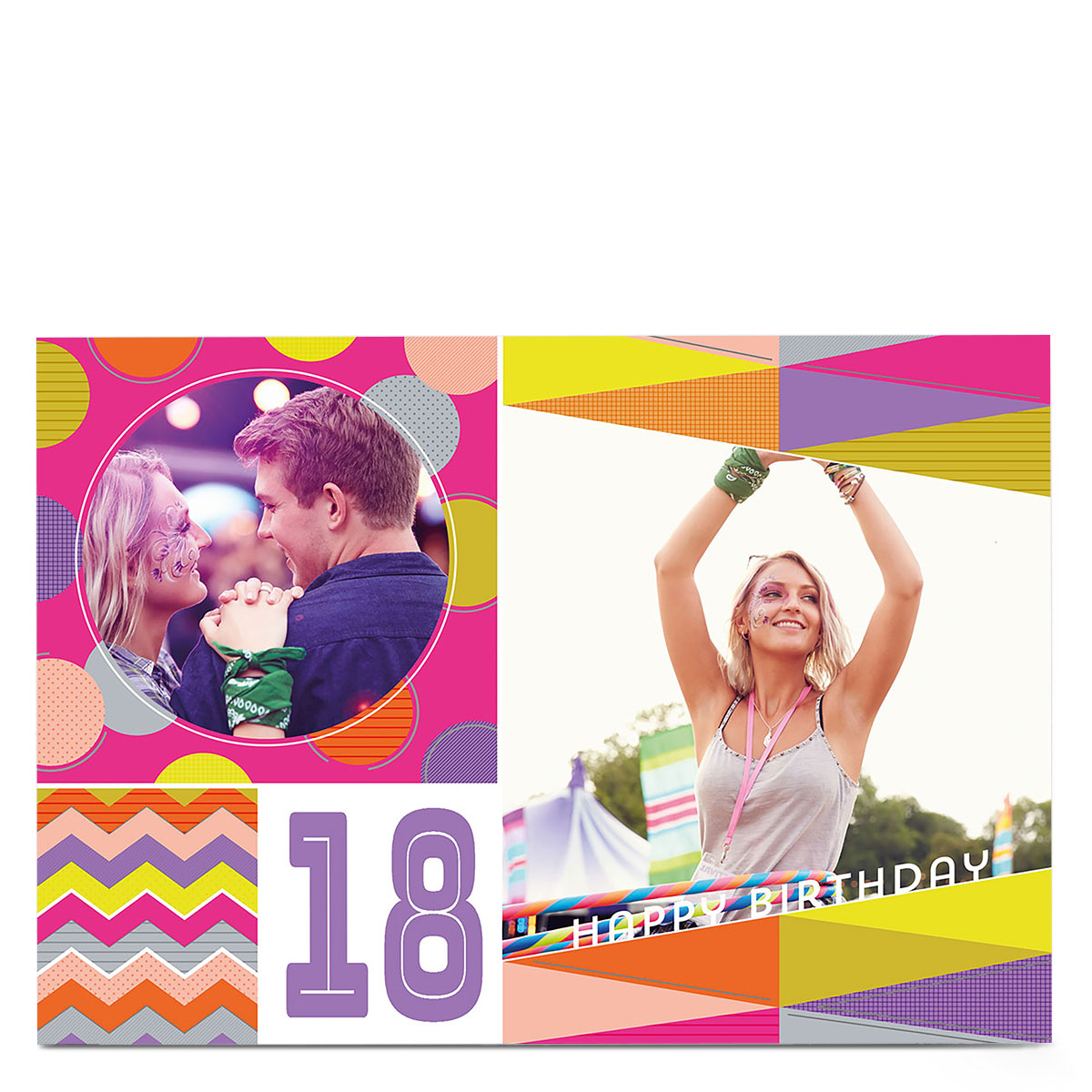 Buy Photo Editable Age Birthday Card - Multi Coloured Patterns for GBP ...