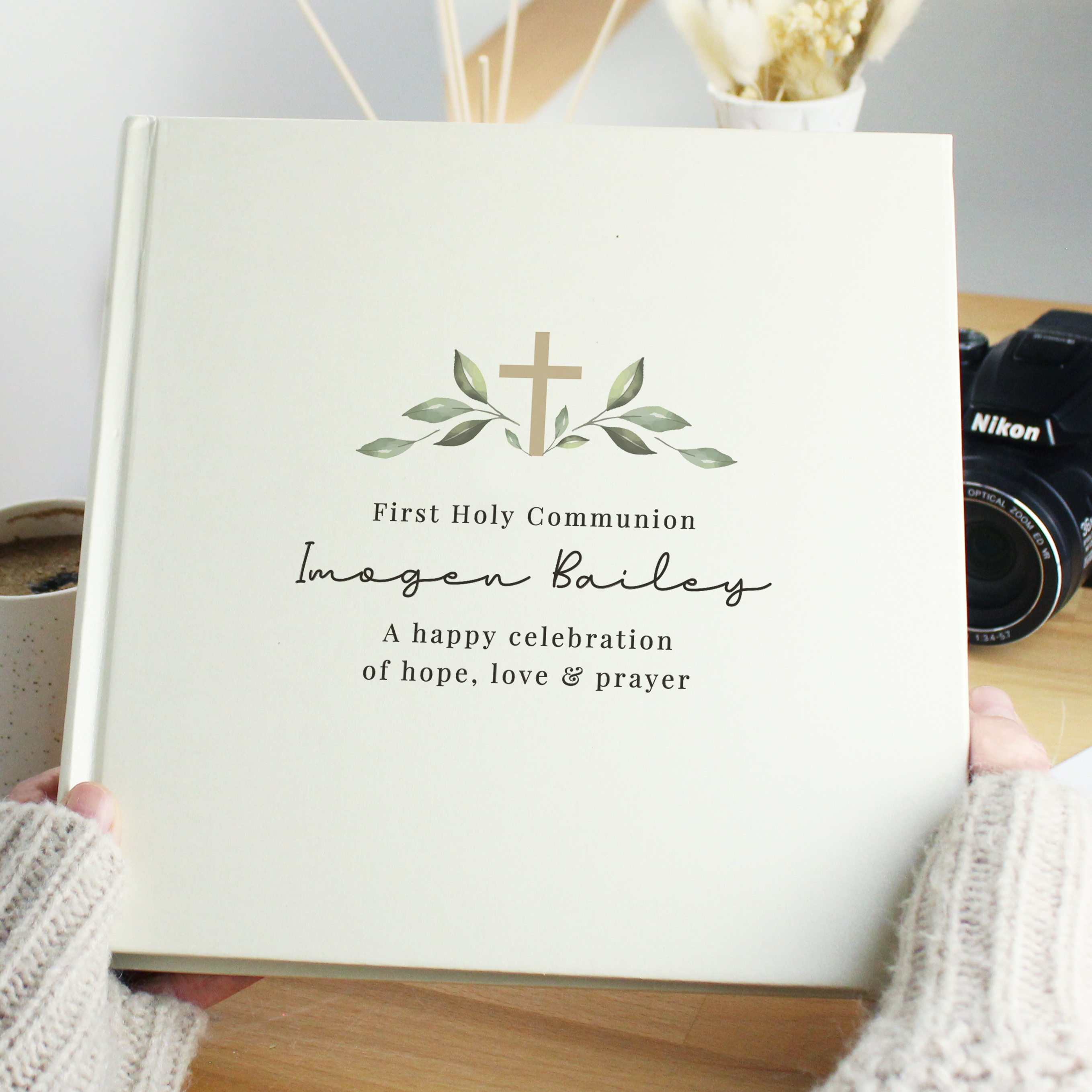 Personalised Religious Cross Square Photo Album