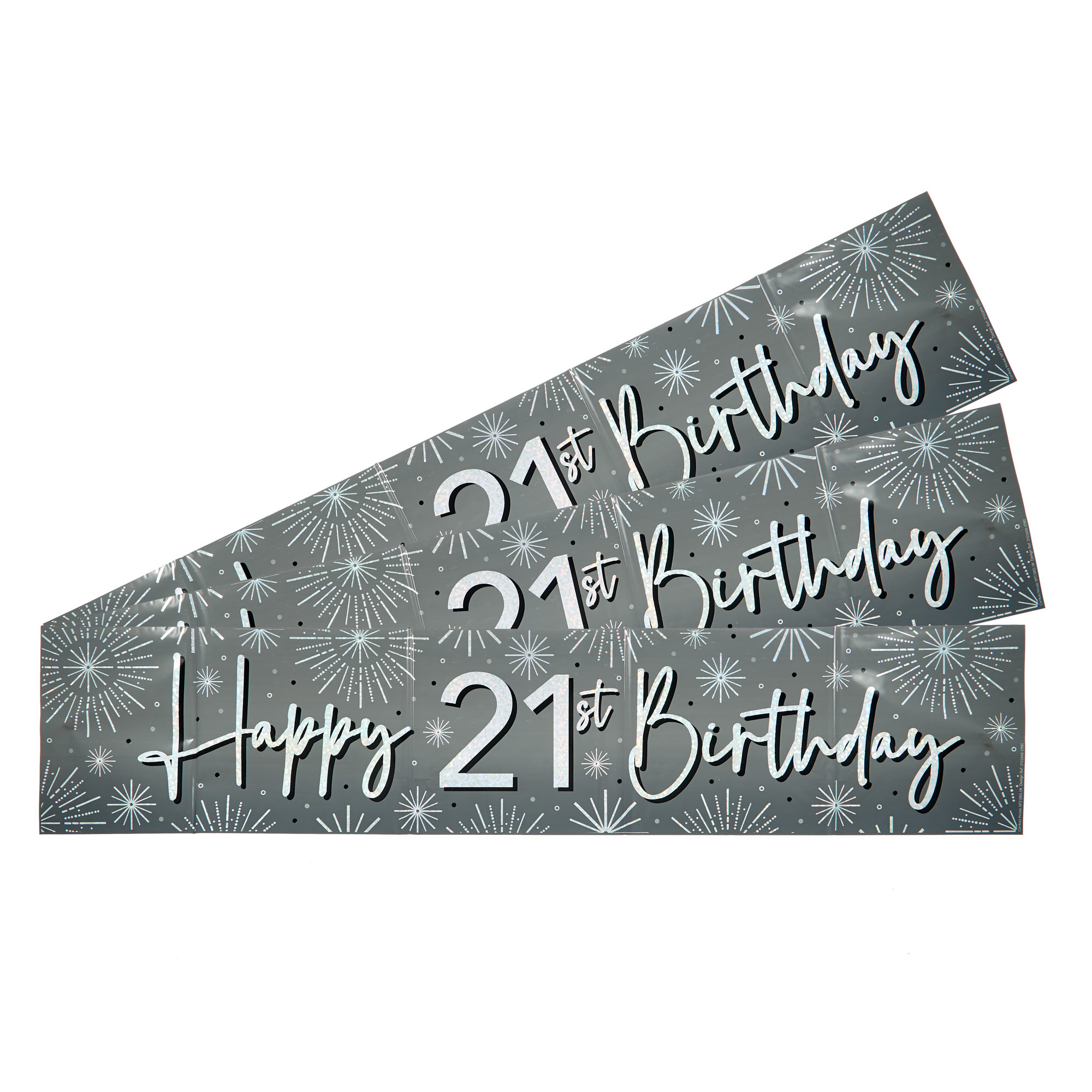 Silver Happy 21st Birthday Banners - Pack Of 3