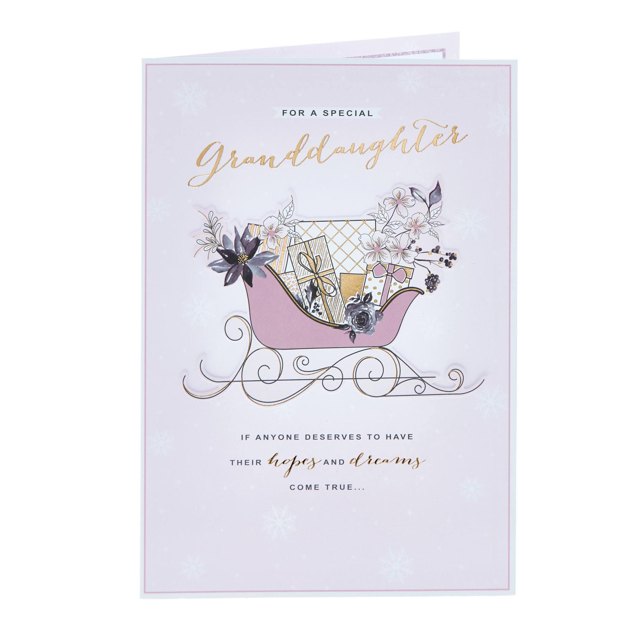 Granddaughter Pink Sleigh Christmas Card