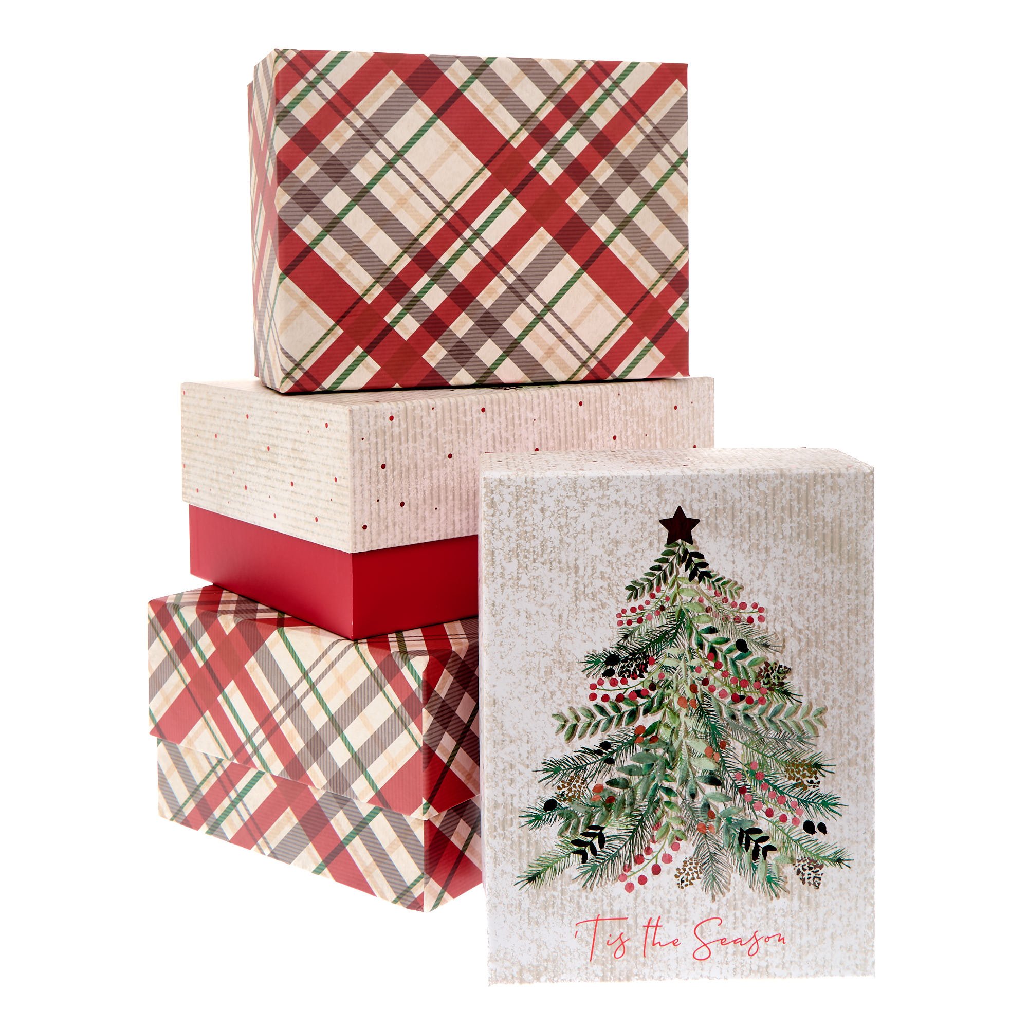 Traditional Christmas Gift Boxes - Set of 4