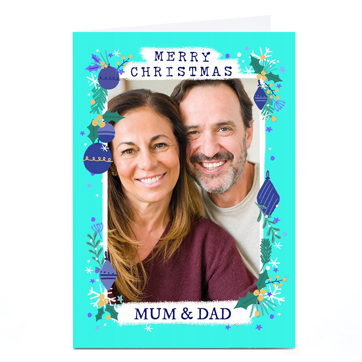 Photo Little Mono Christmas Card - Teal Frame