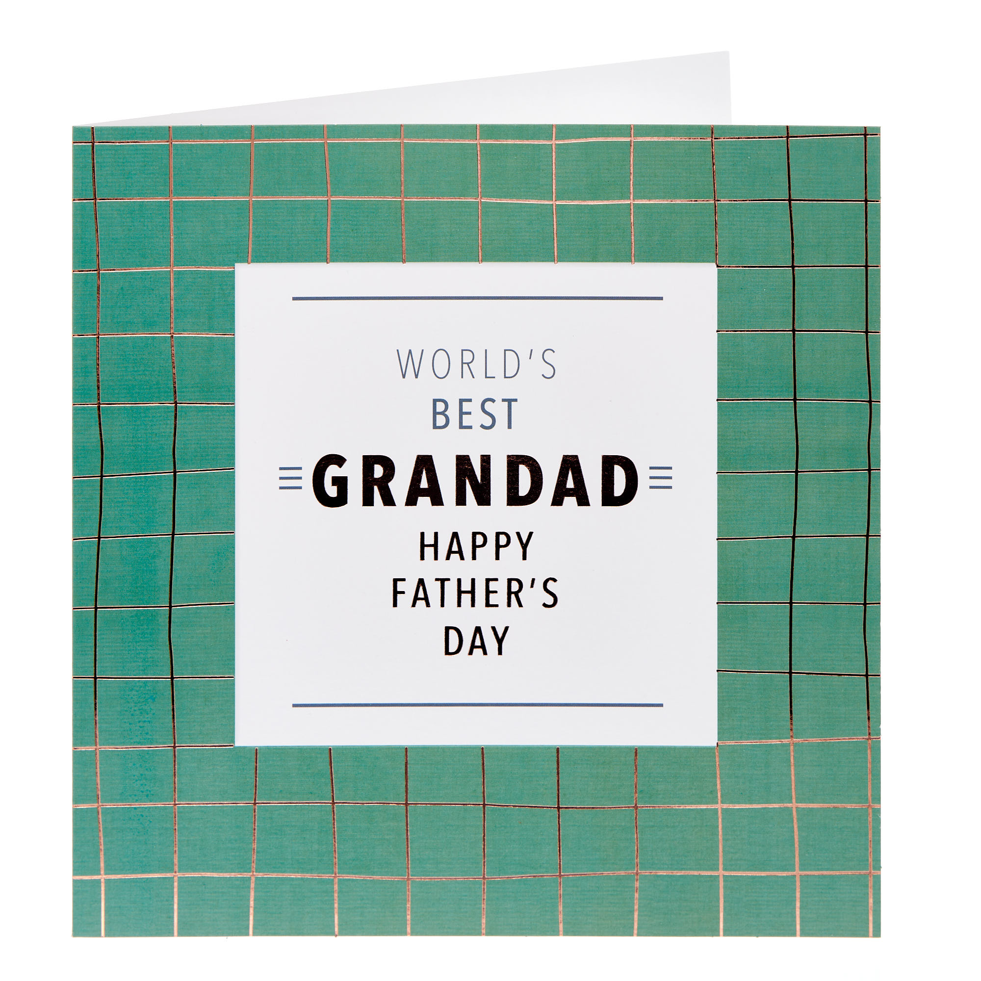Grandad Green & Gold Grid Father's Day Card