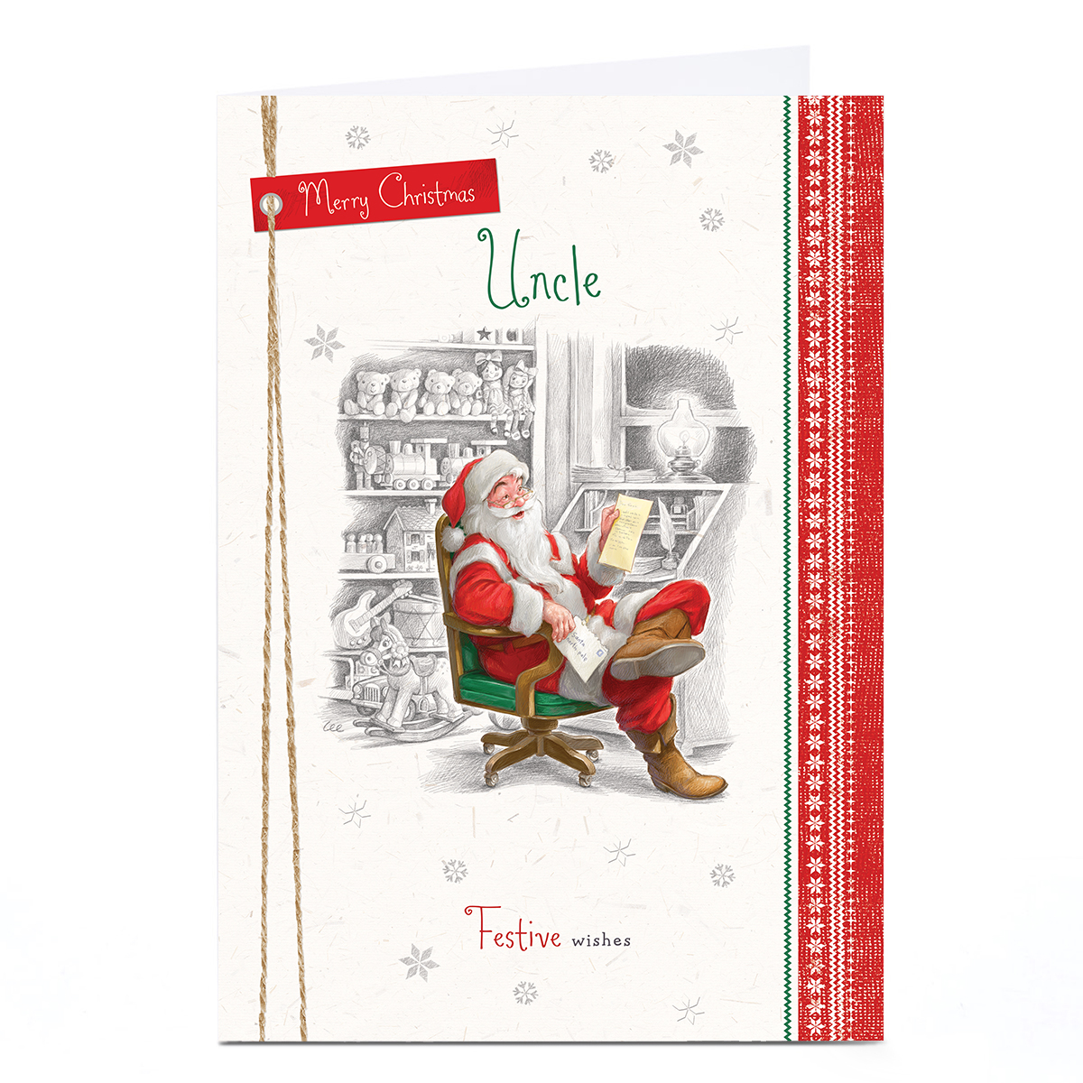 Personalised Christmas Card - Santa's Workshop, Uncle