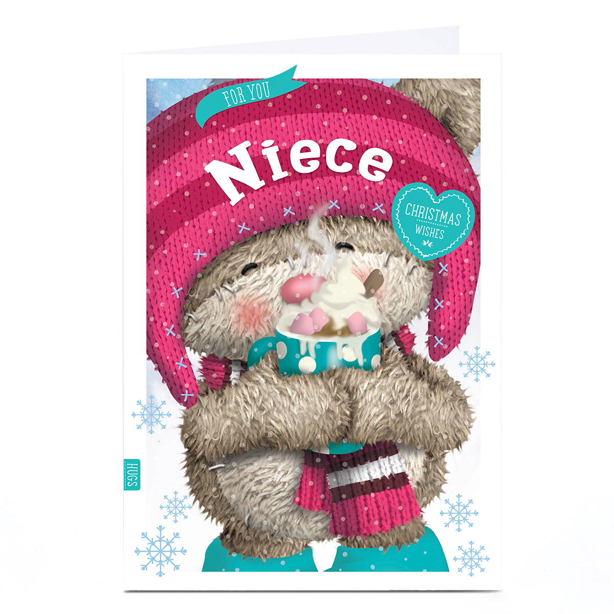 Personalised Hugs Christmas Card - Hot Chocolate, Niece