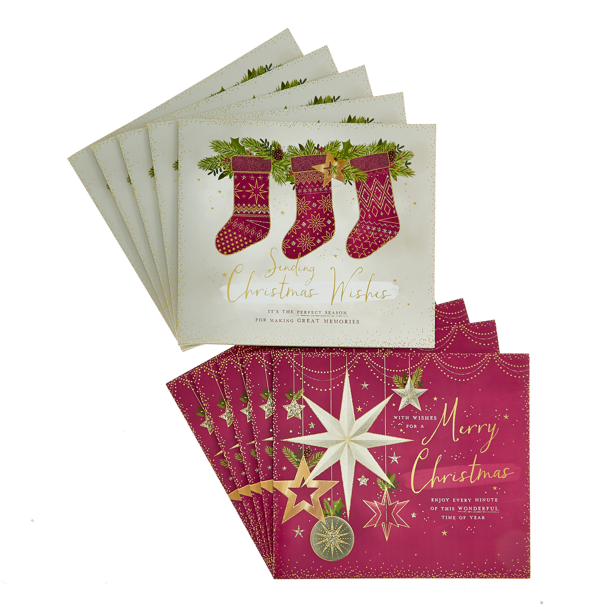 10 Premium Charity Boxed Christmas Cards - Stockings & Baubles (2 Designs)