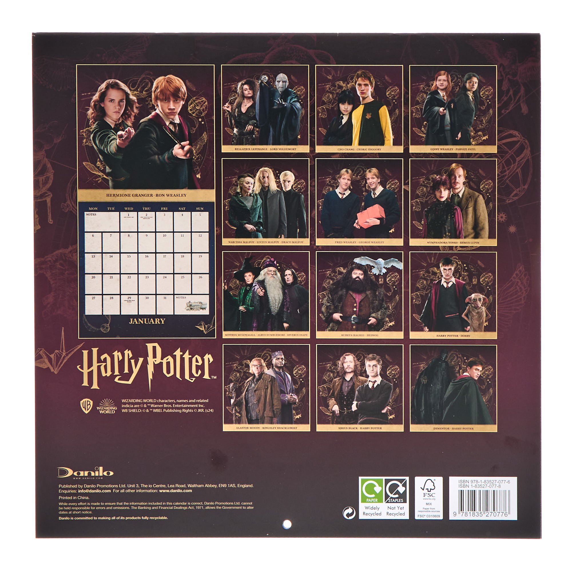 Harry Potter 2025 Square Wall Calendar