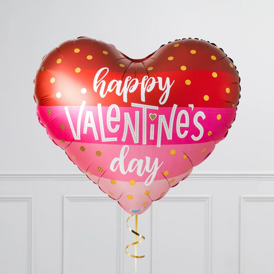 Stripy Valentine's Day Heart Flower Bouquet Balloon Package - Delivered Inflated!