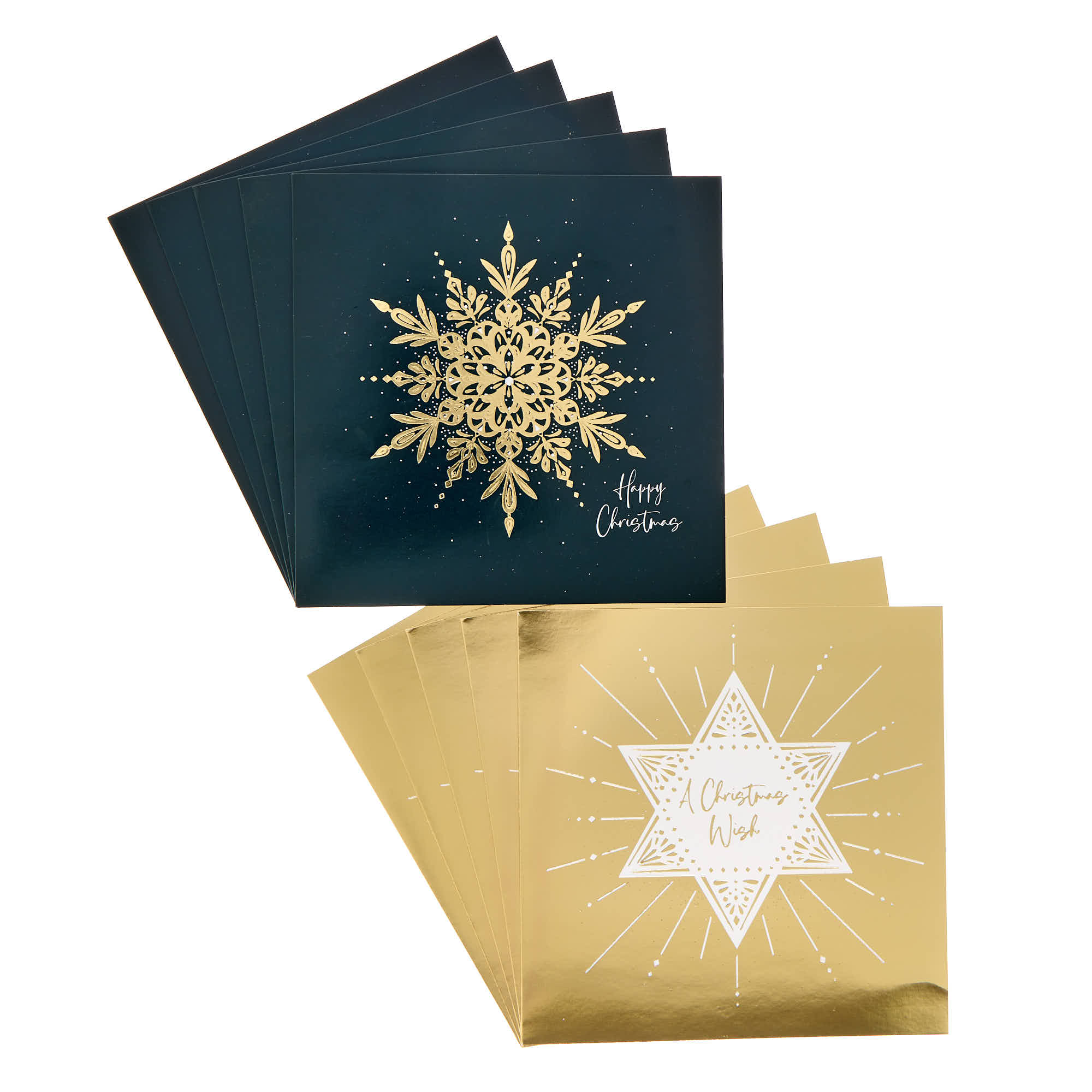 16 Charity Christmas Cards - Snowflake & Star (2 Designs)