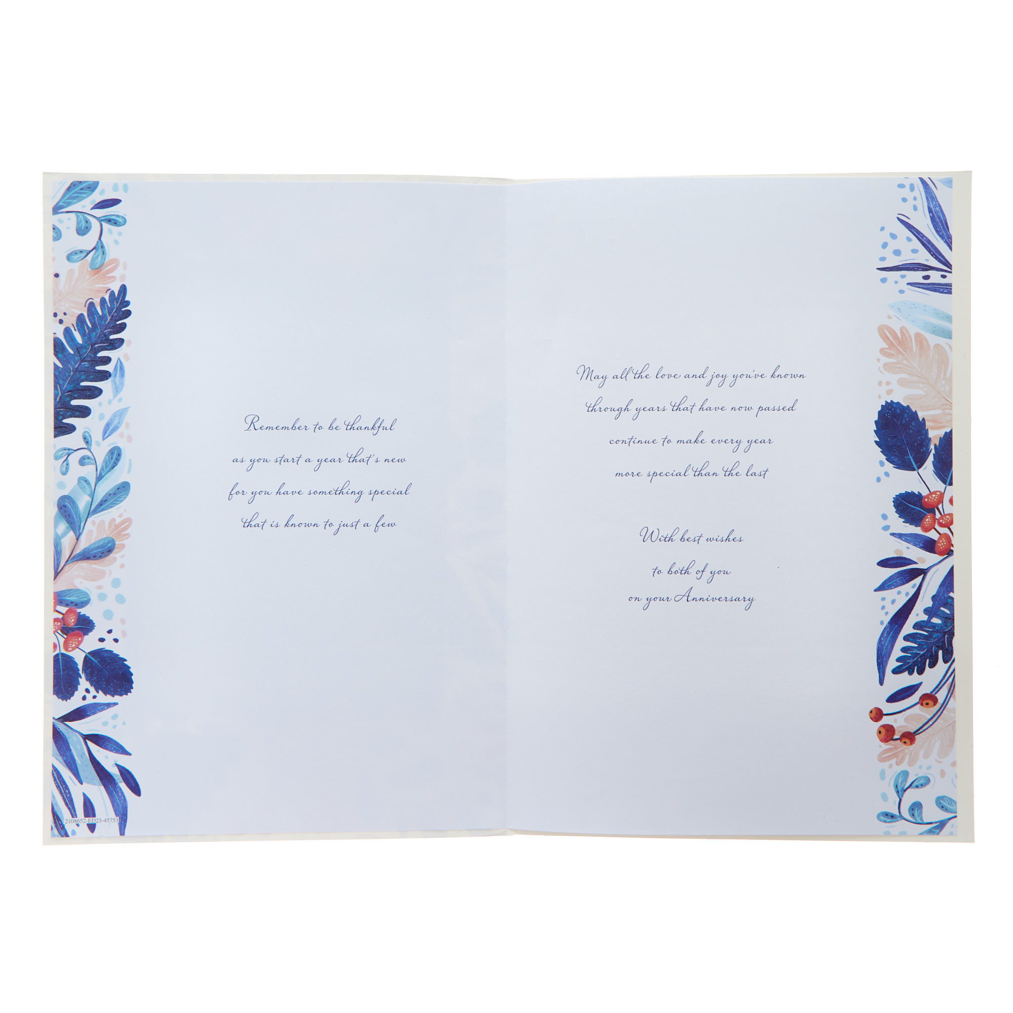 Blue & Red Foliage Wedding Anniversary Card