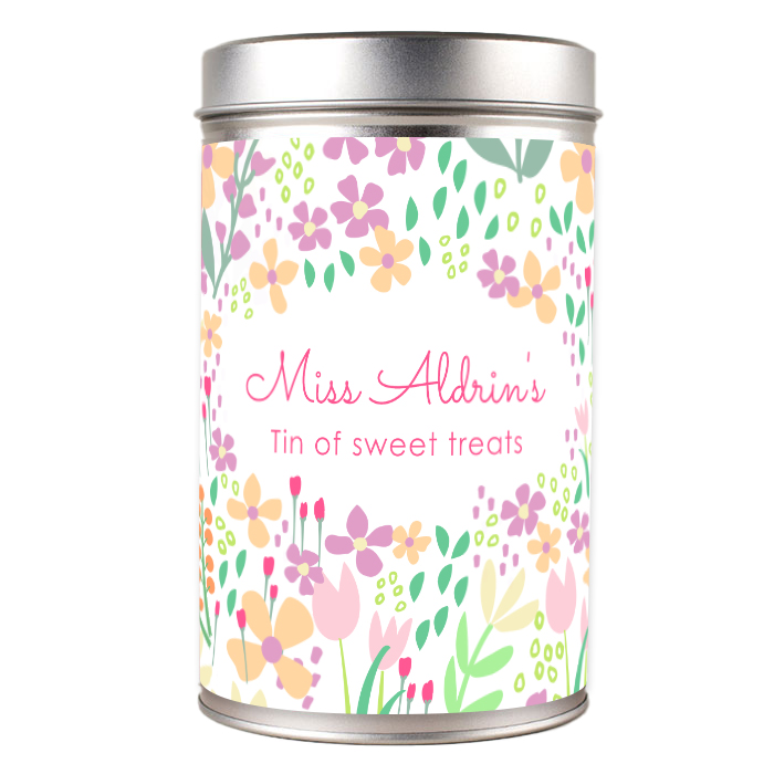 Personalised Tin with Biscuits - Floral Sweet Treats