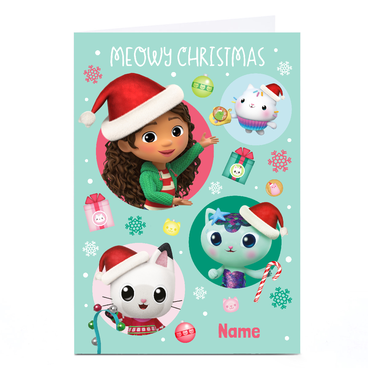 Personalised Gabby's Dollhouse Christmas Card - Meowy Christmas