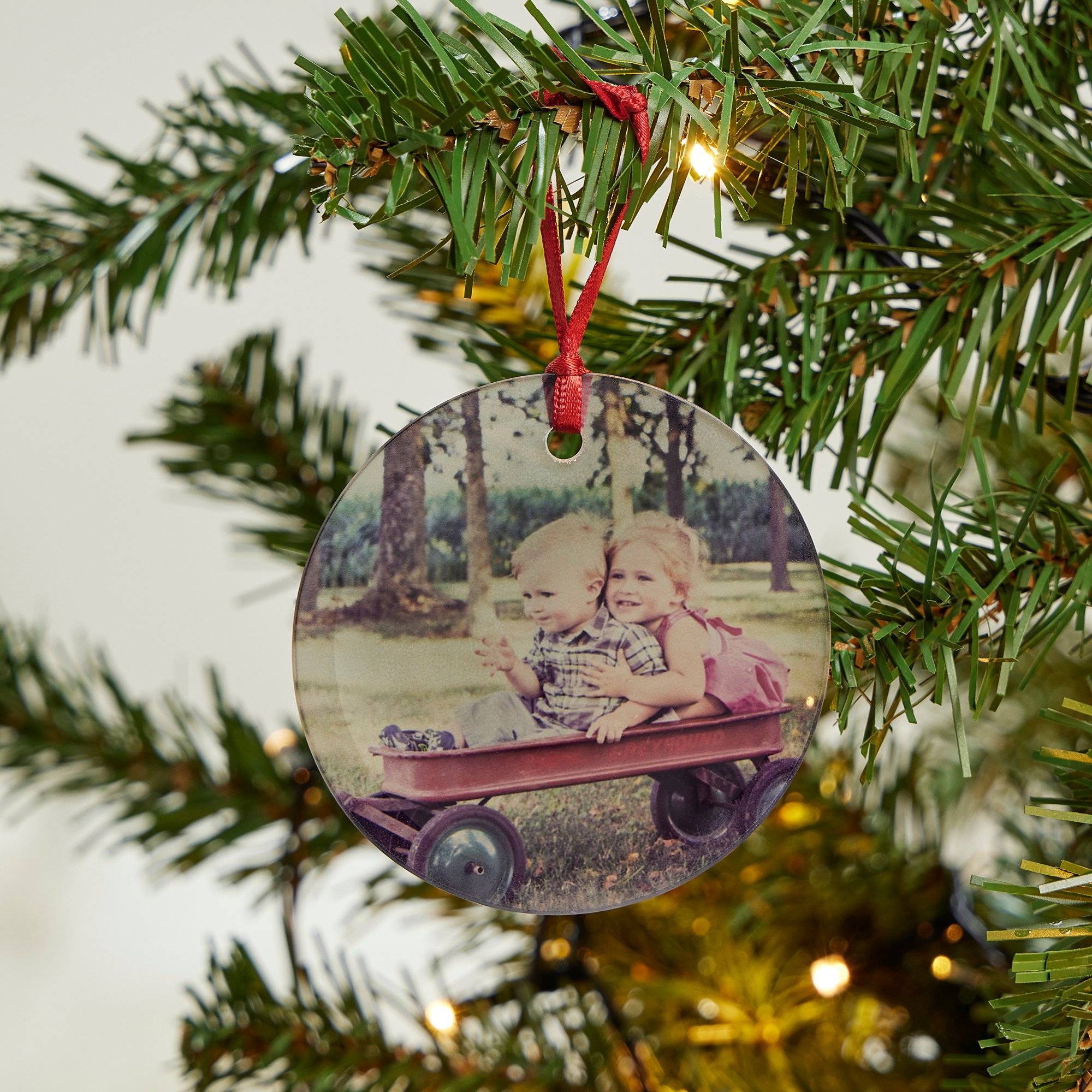 Personalised Round Glass Photo Christmas Tree Ornament