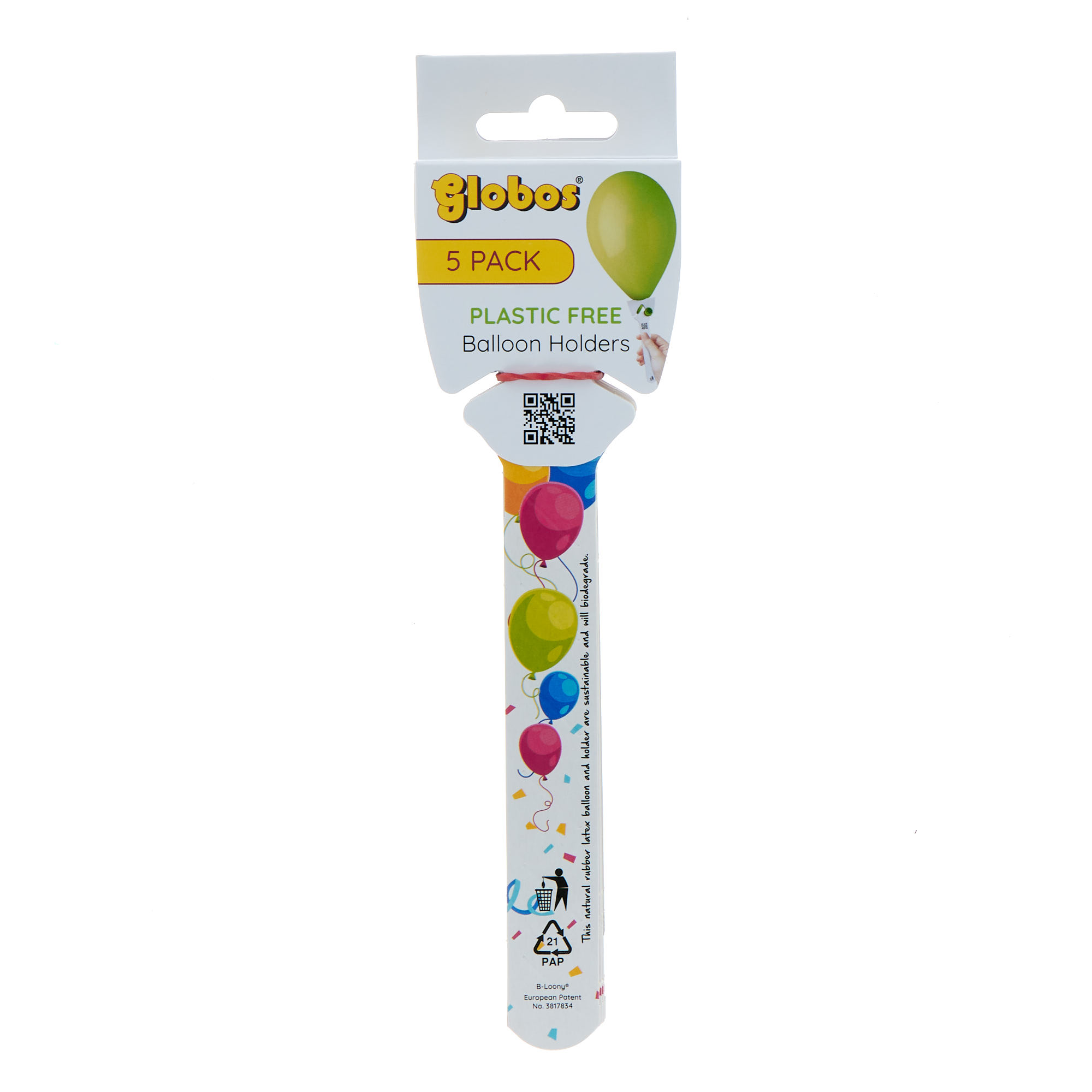 5 Cardboard Balloon Grips - White Party
