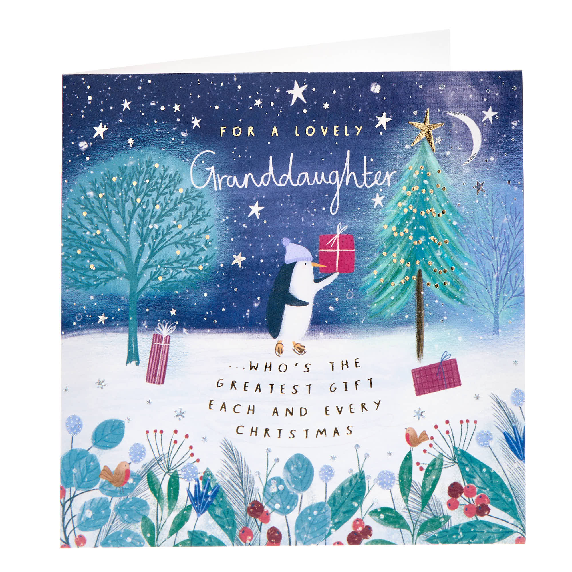 Lovely Granddaughter Penguin Christmas Card