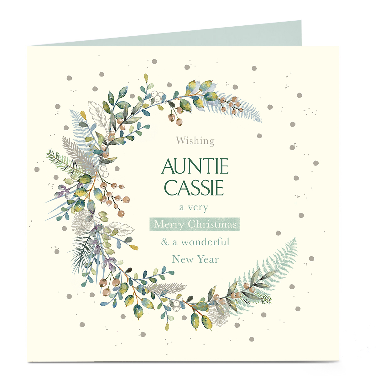 Personalised Christmas Card - Crescent Wreath