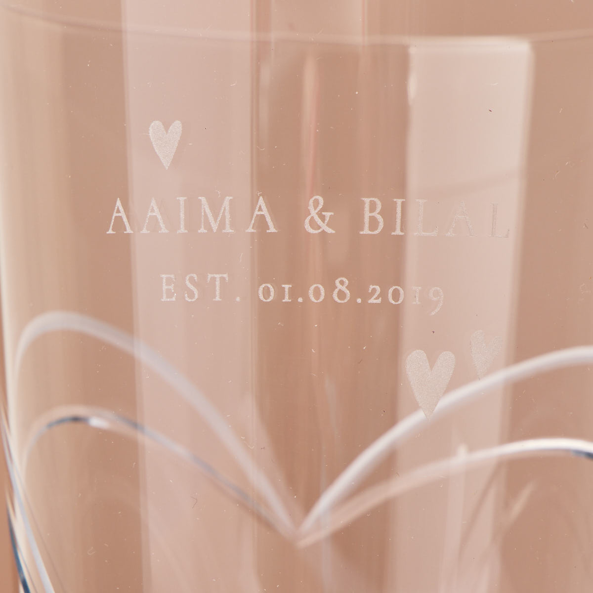 Engraved Glass Vase Embellished with Crystals - Love Hearts